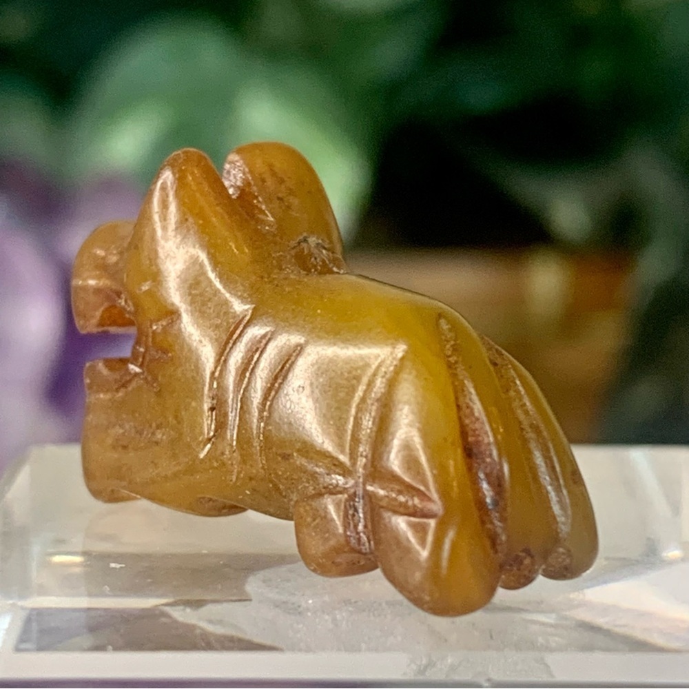 Hand Carved Jade Chinese Zodiac Tiger Drilled Animal Bead Stone Figurine 20th C. - Picture 10 of 15